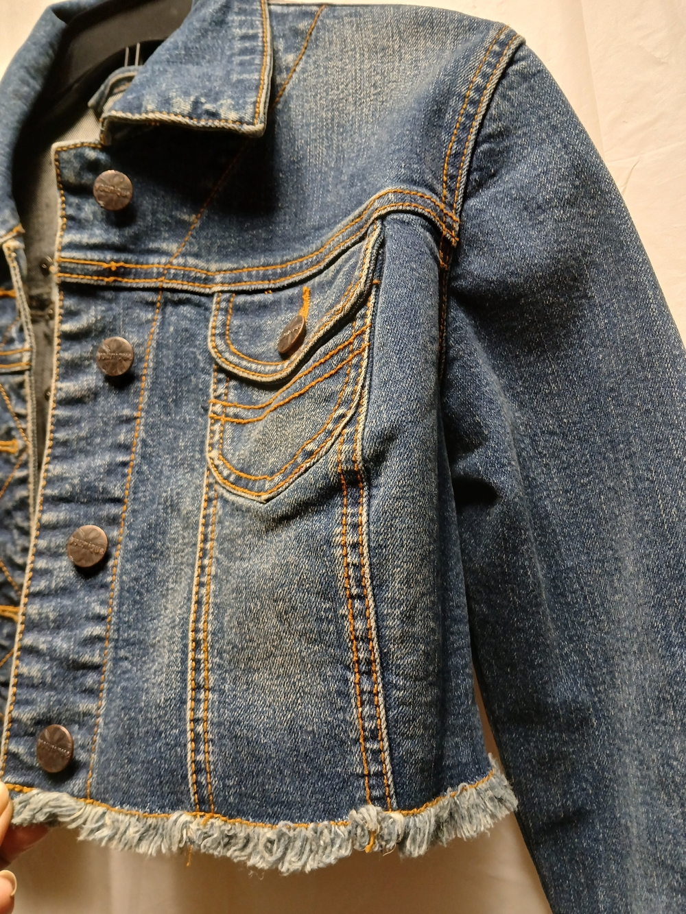 Younique Cropped Embroidered Butterfly Denim Jacket - Blue - Picture 8 of 8